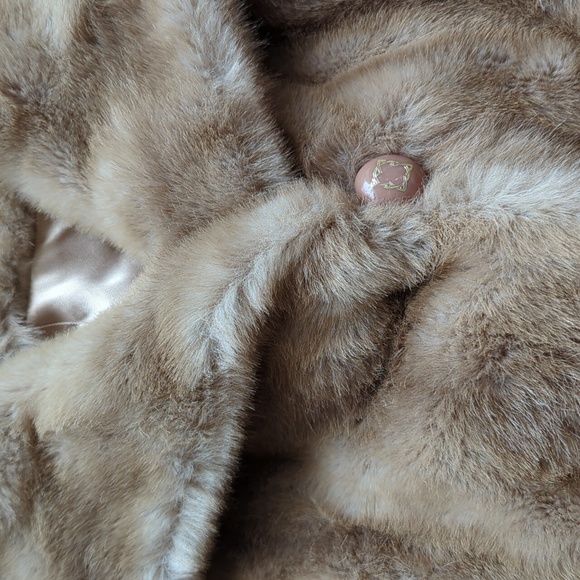 Vintage 1960s Faux Fur Beige Mink Style Cropped Coat Cut Fur Tissavel - Picture 3 of 10